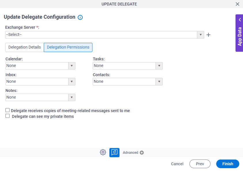 Update Delegate Configuration Delegation Permissions tab