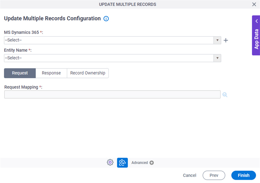 Update Multiple Records Configuration Request tab