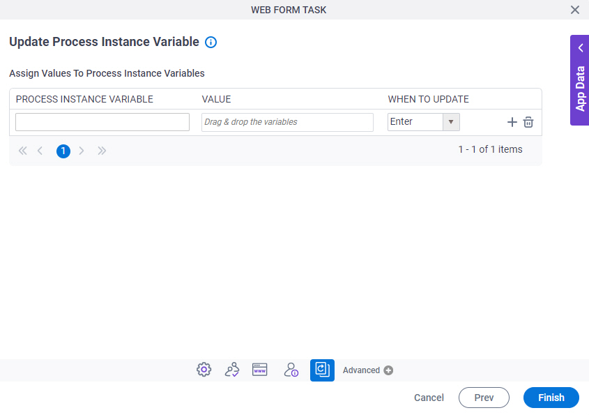 Update Process Instance Variable screen