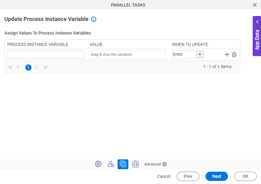Update Process Instance Variable screen