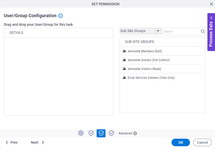 User or Group Configuration screen