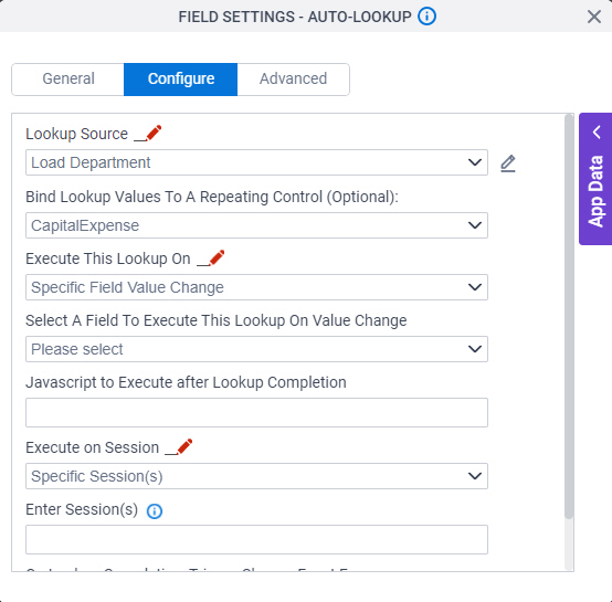 Configure tab