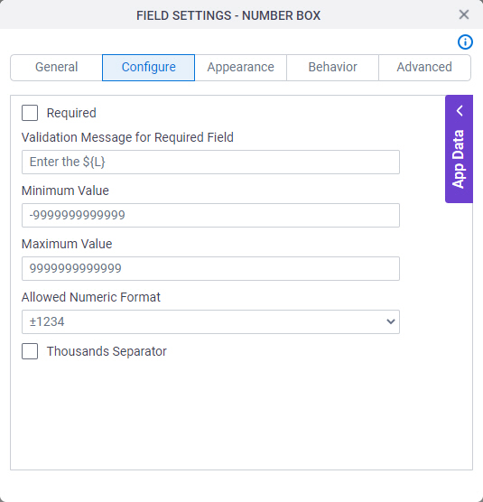 Configure tab