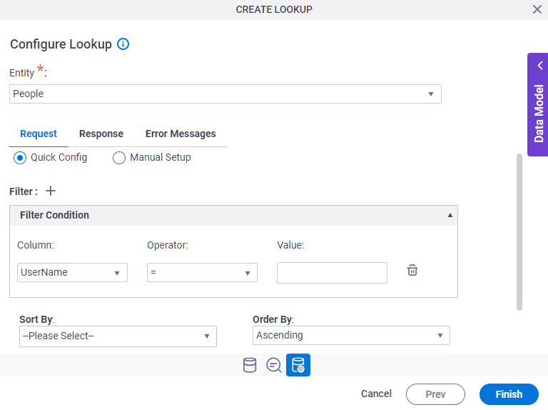 Configure Lookup Request tab