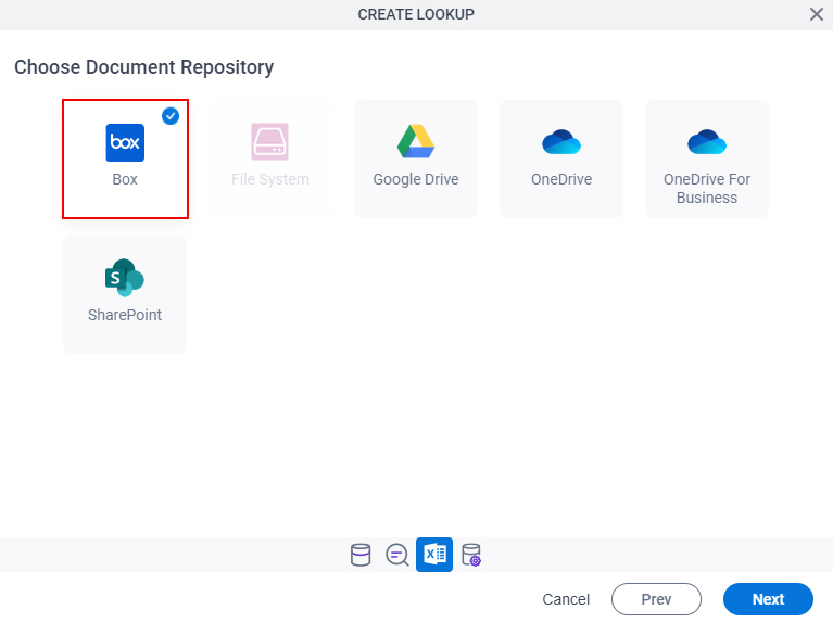 Choose Document Repository screen