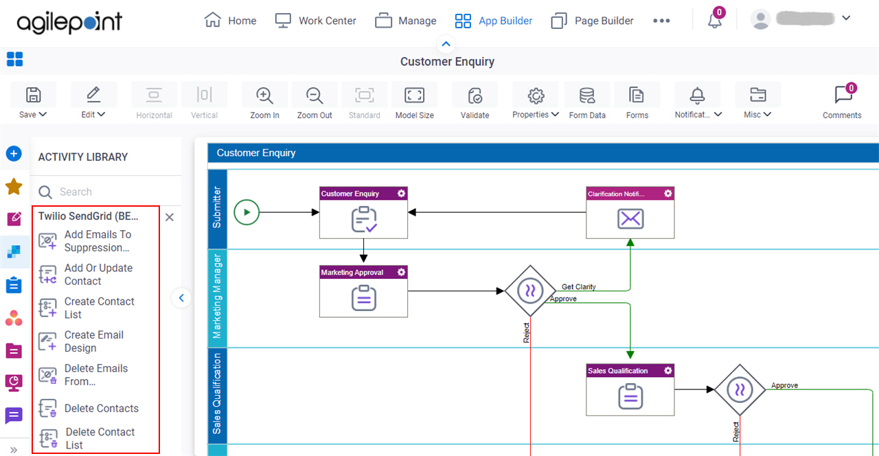 Process Activities for Twilio SendGrid