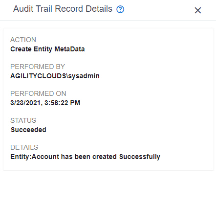 Audit Trail Record Details screen