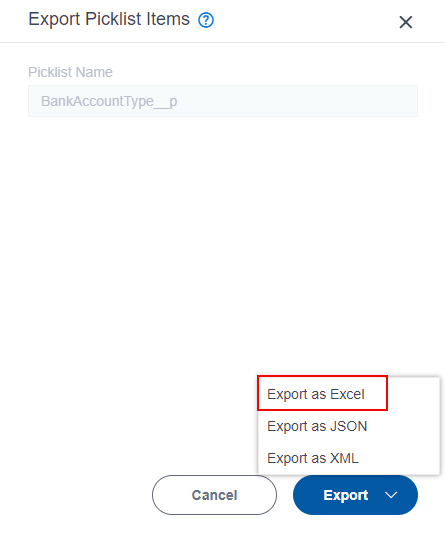 Click Export as Excel