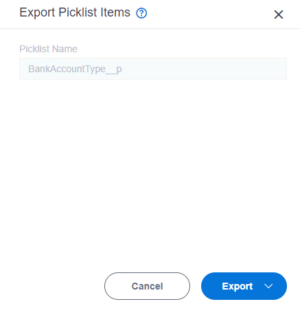 Export Picklist Items screen