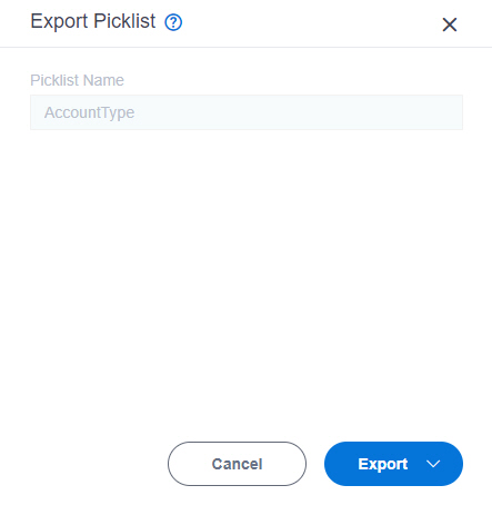 Export Picklist screen