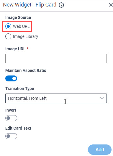 New Flip Card Web URL sreen