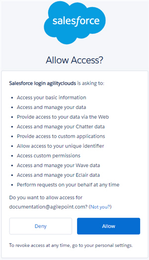 Salesforce Allow Access screen