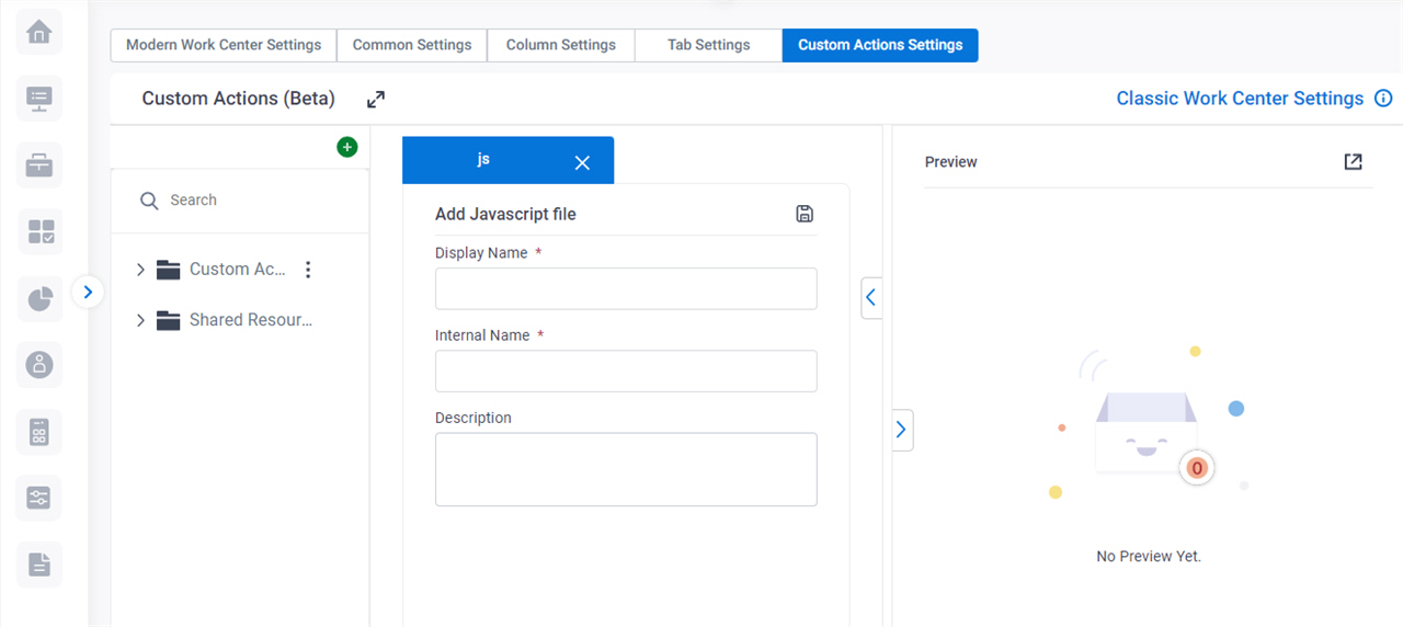 Add JavaScript File tab