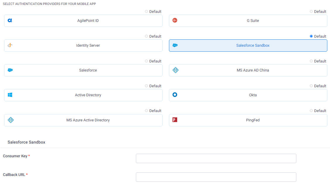 Salesforce Sandbox Configuration screen