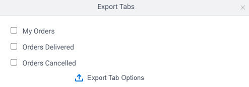Export Tabs screen