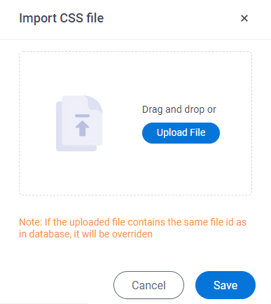 Import CSS File screen