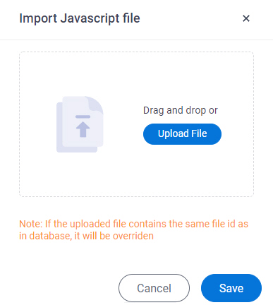 Import JavaScript File screen