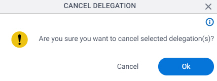 Cancel Delegation screen