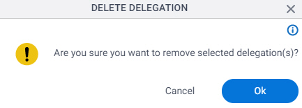 Delete Delegation screen