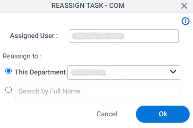 Reassign Task screen