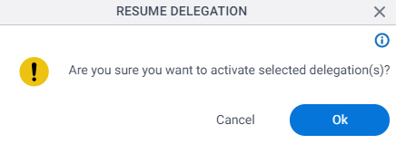 Resume Delegation screen