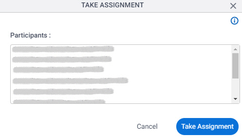 Take Assignment screen
