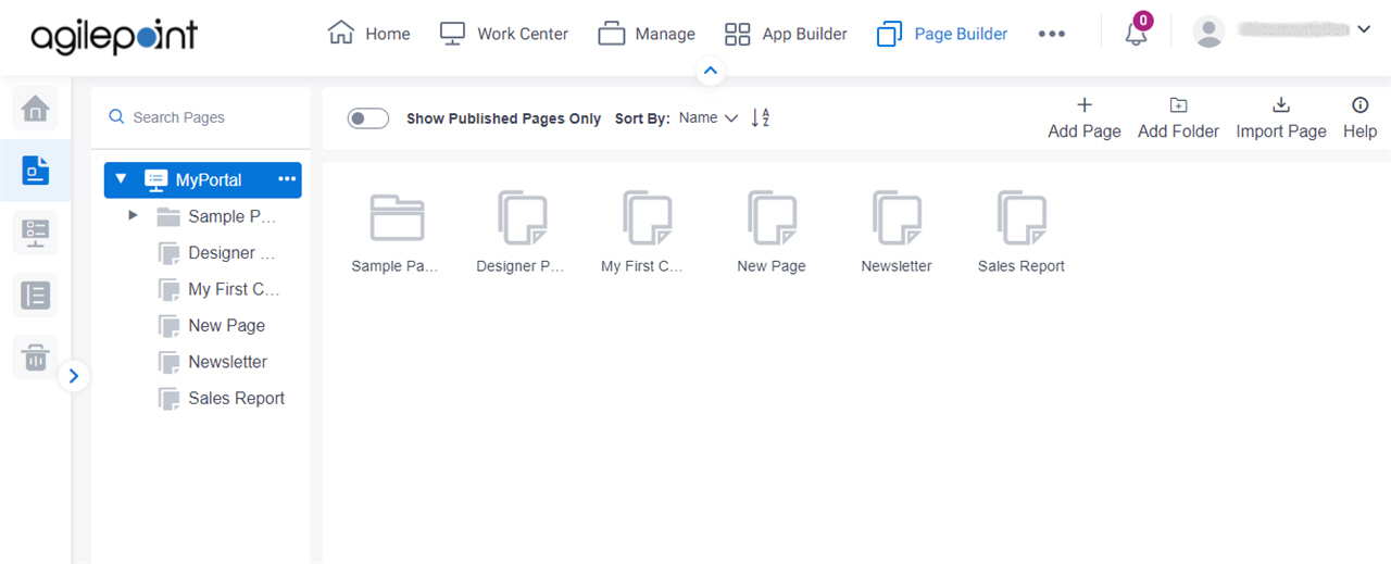 Pages screen