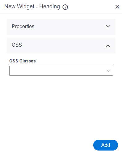 Heading Widget screen CSS tab