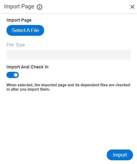 Import Page screen
