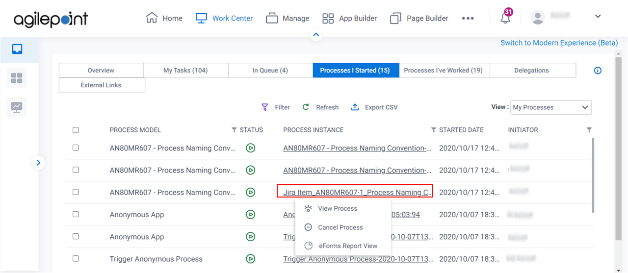 Click Processes Name