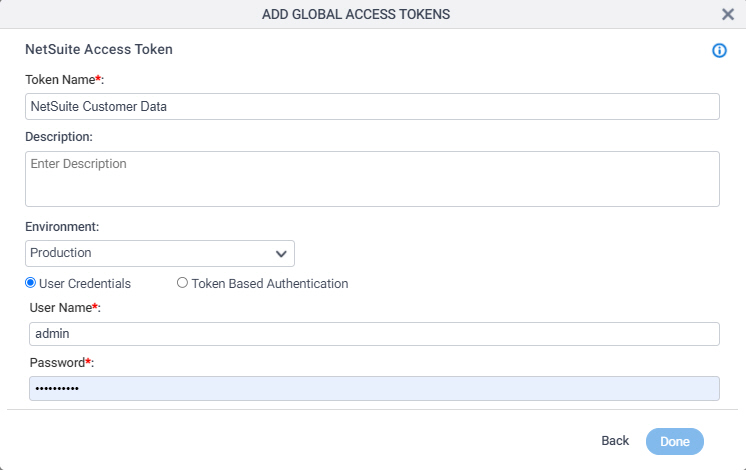 NetSuite Access Token Configuration screen