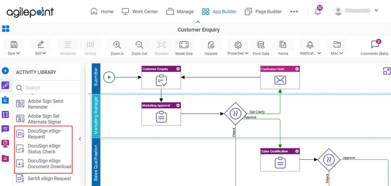 Process Activities for DocuSign