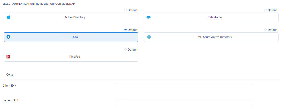 Okta Configuration screen