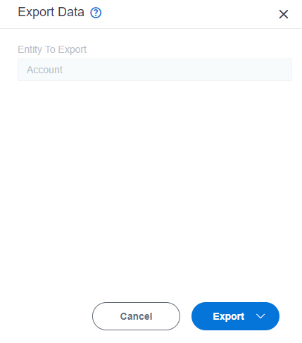 Export Data screen