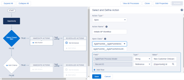 Associate AgilePoint Process screen in Salesforce