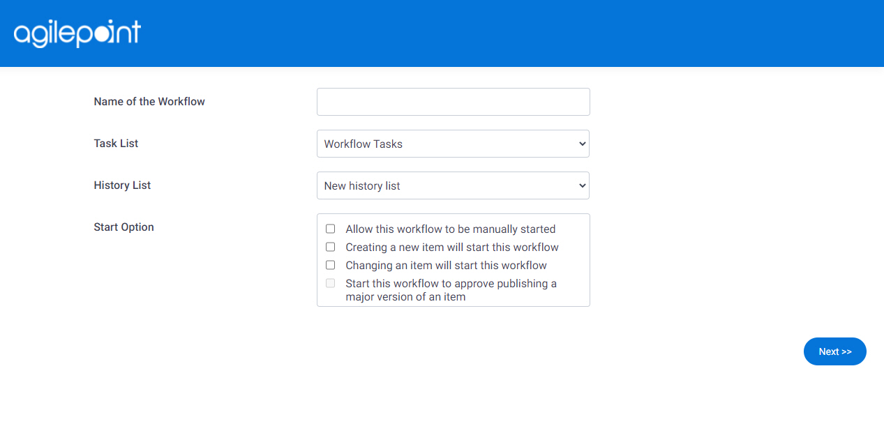 AgilePoint WorkFlow Association screen