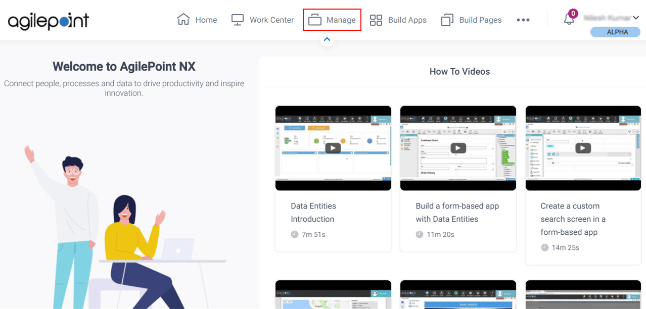 AgilePoint NX Portal Home page