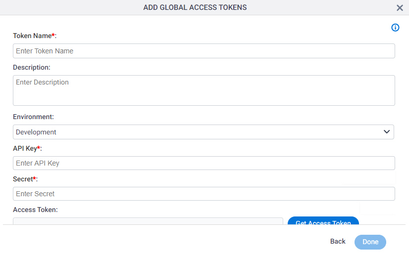 Redox Global Access Token screen