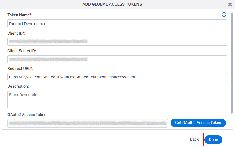 OneDrive Access Token screen