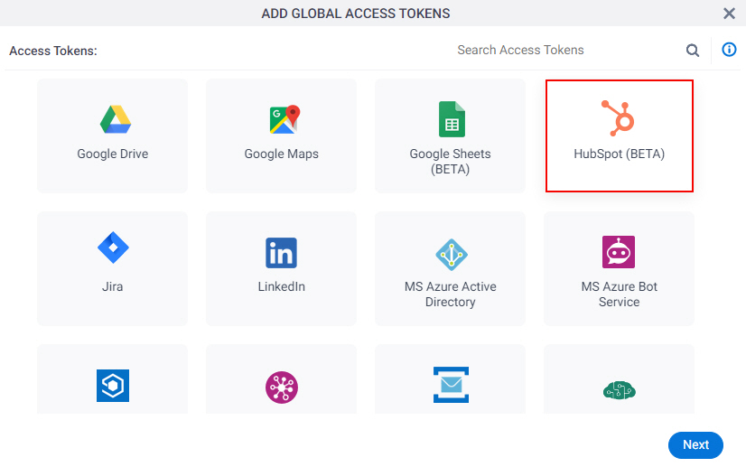 Select HubSpot Access Token