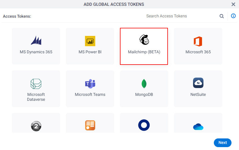 Select Mailchimp Access Token