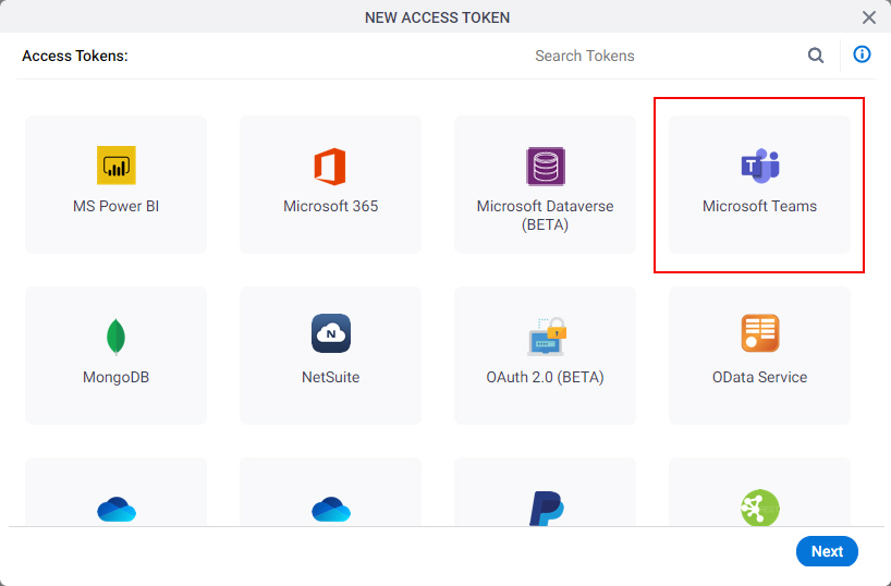 Select Microsoft Teams App Token