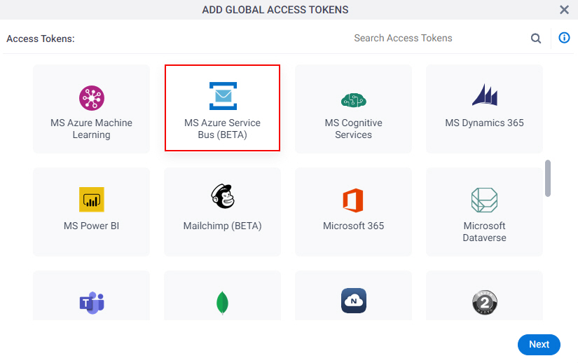 Select MS Azure Service Bus Access Token