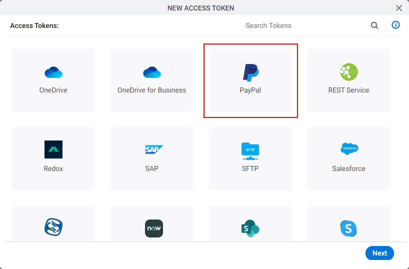 Select PayPal App Token