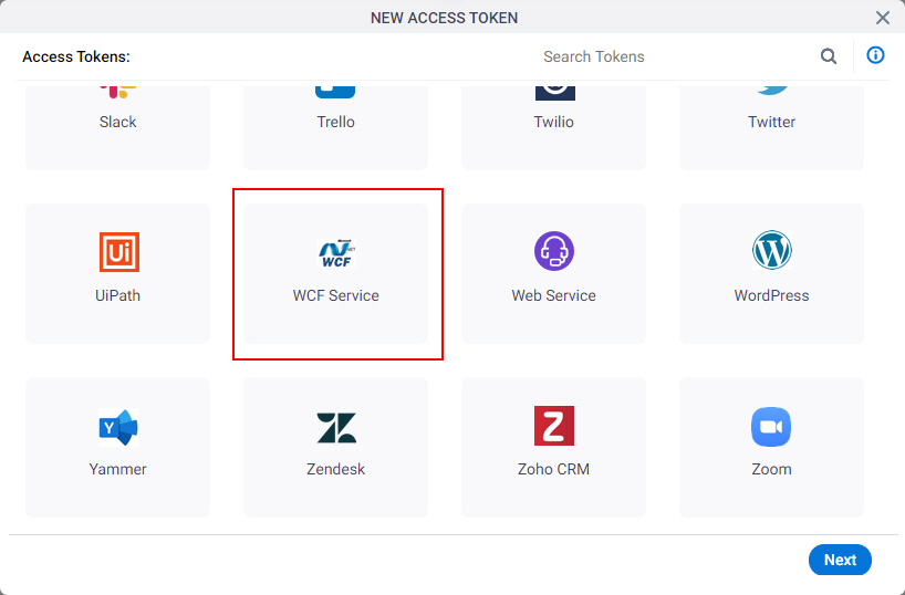 Select WCF Service App Token