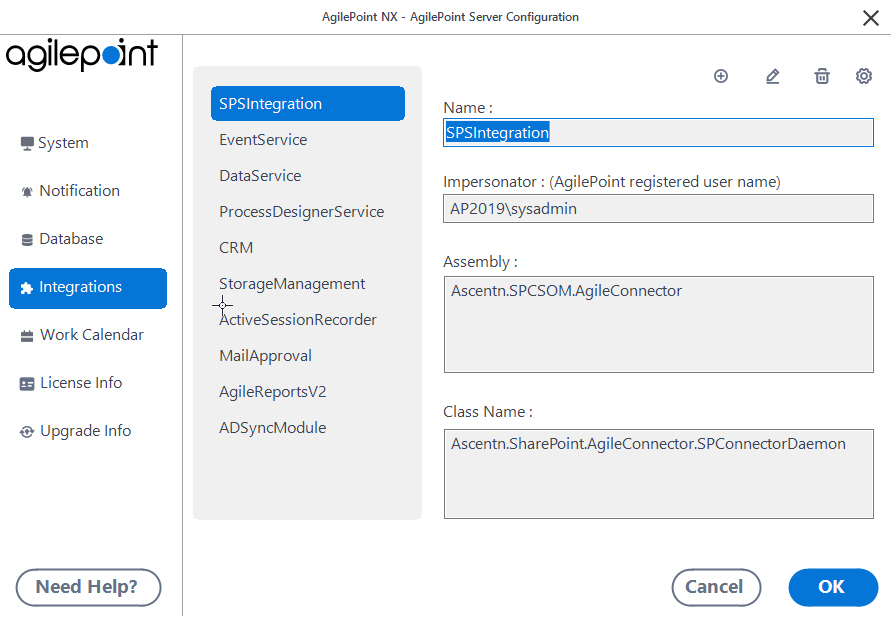 AgilePoint Configuration Extension tab