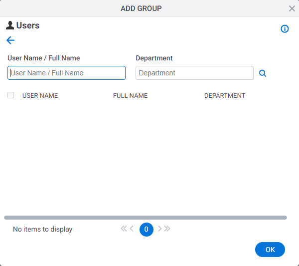 Add Group Select Users screen