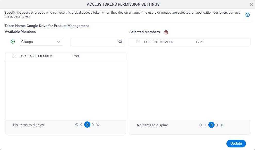 Access Tokens Permission Settings screen