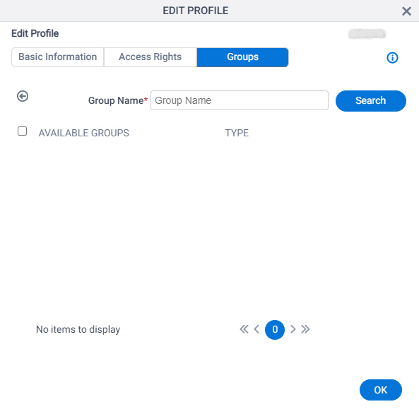 Edit Profile Add Group screen
