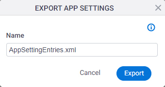 Export App Settings screen